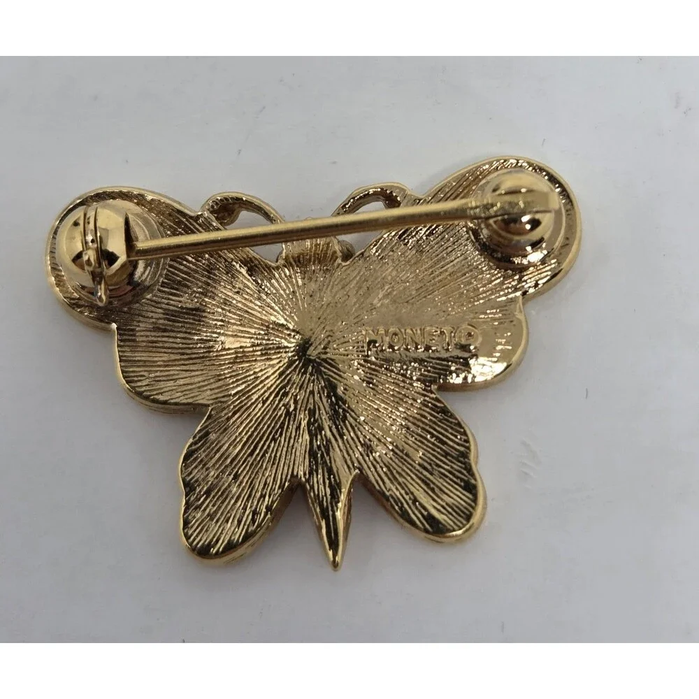 Monet Butterfly‎ Brooch Pin Gold Tone 2